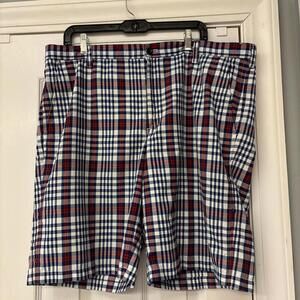 Izod Shorts Mens Size 40 Golf Chinos Red Blue Plaid Summer Casual Preppy Active